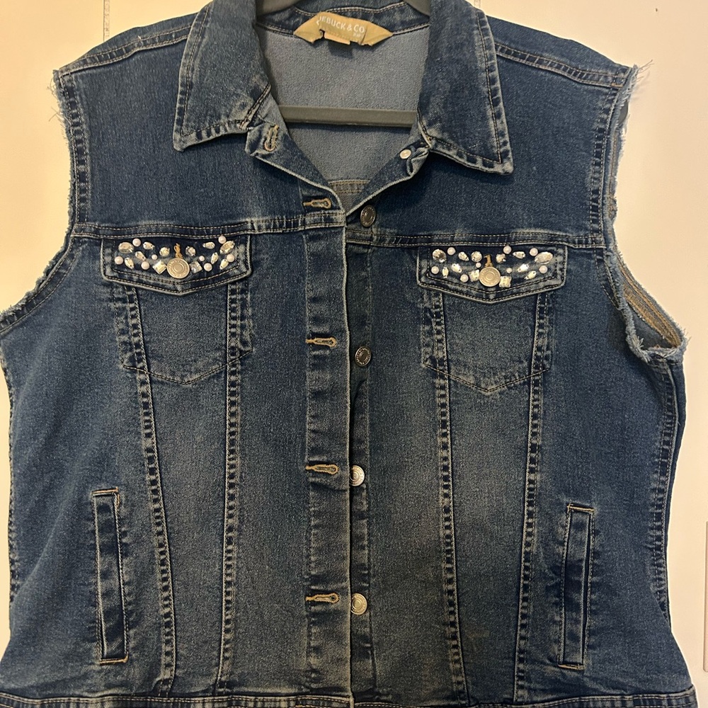 Embellished Denim Vest